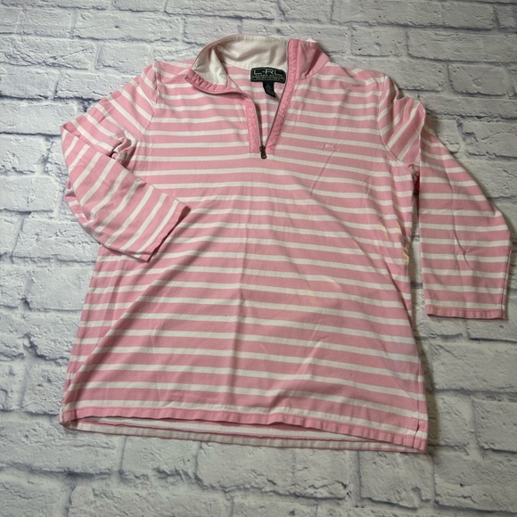 Lauren Active Pink Striped Top. Size Large. - Picture 2 of 5